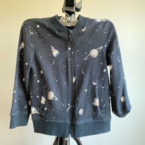 Out of this world, planetary black zipper jacket